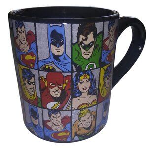 DC Comic Strip Black Coffee Tea Superhero Mug Superman Batman Wonder Woman Flash
